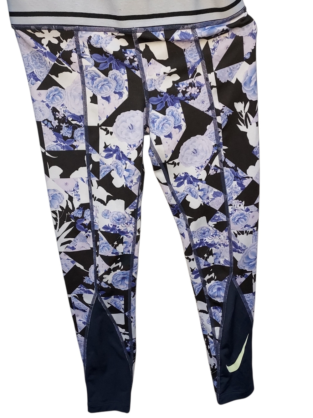 Nike Dri-Fit Purple Floral Geometric Training Leggings CU8205-410 Girl's Sz S